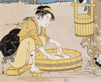 Frauen waschen im Fluss, Umschlag von Firmin Gillot, Le Japon Artistique (Japanische Kunst), Kunst- und Industriedokumente gesammelt von Siegfried Bing, monatliche Veröffentlichung Juli 1889, Frankreich von Firmin Gillot