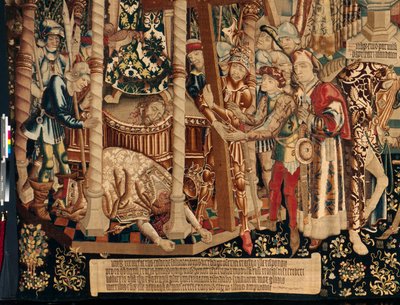 Die Legende vom Heiligen Kreuz (La leyenda de la Santa Cruz, de legende van het Heilig Kruis). (Detail) Ca. 1450. 430x1120cm. von Flemish School