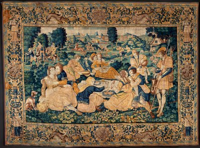 Flämischer Wandteppich. Das ländliche Mahl (Het landelijk maal). Atelier von Oudenaarde. 331x465cm. Iinv (83073)-8 / 00008. 17. Jahrhundert. von Flemish School