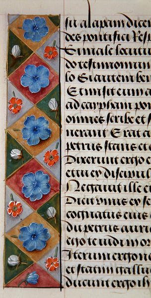 Ms. 1058-1975, f.17v: (Detail) einer Blumenbordüre aus einem Stundenbuch, ca. 1500 von Flemish School