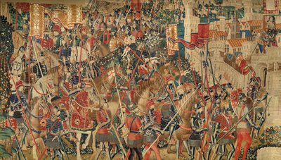 Pfarrmuseum der Wandteppiche (Museo Parroquial de Tapices de Pastrana). Flemischer Wandteppich. Eroberung von Tanger. Serie Eroberungen von König Alfons I. von Portugal. Tournai. Wolle und Seide. von Flemish School