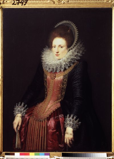 Porträt einer Dame mit Fächer von Flemish School