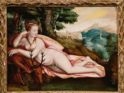 Diane de Poitiers, Geliebte von Henri II., König von Frankreich, als Göttin Diana von Fontainebleau School