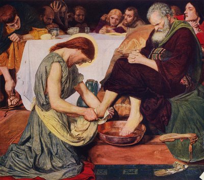 Jesus Christus wäscht die Füße von St. Peter von Ford Madox (after) Brown