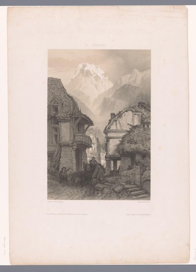 Ochsenkarren in einem Dorf am Fuße eines Berges (Erzählende Darstellungen) von Fortuné Ferogio