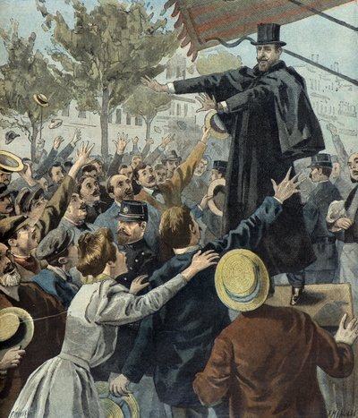 Paul Deroulede bei einer Demonstration in Paris 1898 von Fortune Louis Meaulle