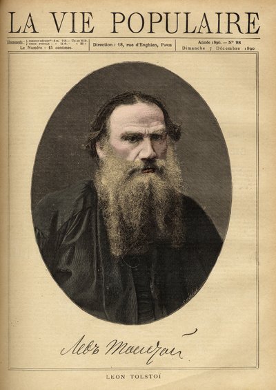 Porträt von Leo Tolstoi (1828-1910), russischer Schriftsteller. Illustration von F. Meaulle. Gravur von 1890 in 