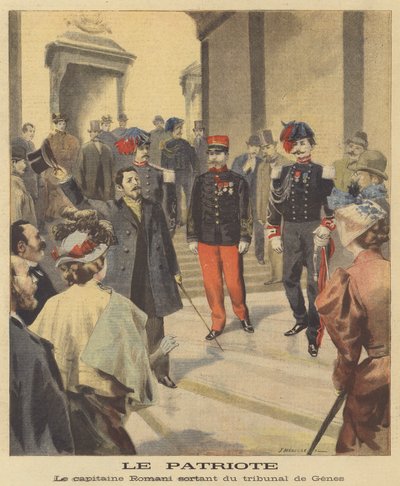 Der Patriot. Kapitän Romani verlässt seinen Prozess in Genua von Fortune Louis Meaulle