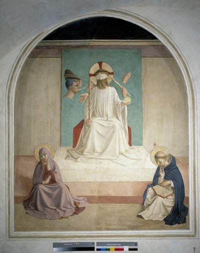 Christus verhöhnt mit der Jungfrau und dem heiligen Hieronymus. Fresko von Guido di Pietro von Fra Angelico