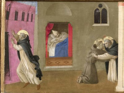Der Traum von Papst Innozenz III. Cortona Polyptychon (Detail), ca. 1437 von Fra Giovanni Angelico da Fiesole