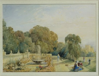 Ansicht der Gärten von Chatsworth, Derbyshire, um 1820 von Frances Elizabeth Swinburne