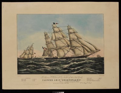 Aaron J. Westervelt Esq. dem Erbauer des New Yorker Klipperschiffs Sweepstakes ist dieser Druck respektvoll gewidmet von den Verlegern... von Frances Flora Bond (c.1812 76) (after) Palmer