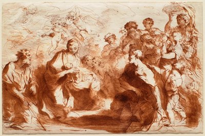 Anbetung der Hirten mit Josef kniend links von Francesco Bartolozzi