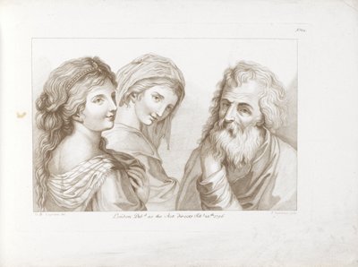 Zwei junge Frauen und ein alter Mann von Francesco Bartolozzi