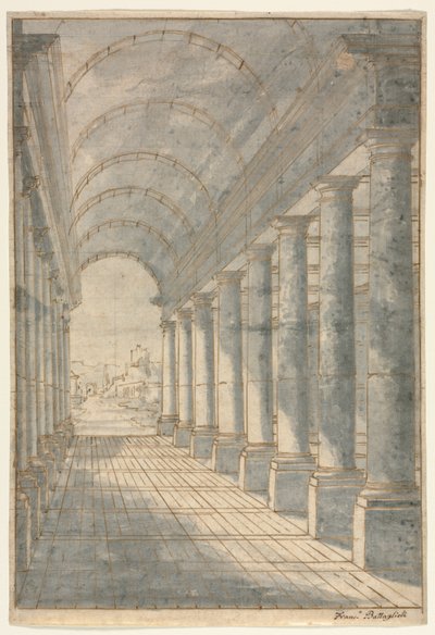 Tonnengewölbte Arkade in Perspektive von Francesco Battaglioli