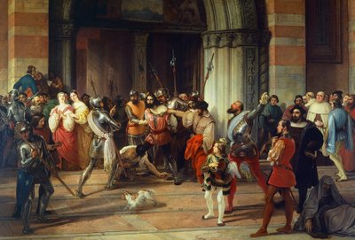 Ventura Fenaroli in der Kirche Carmine in Brescia von den Franzosen verhaftet, von Francesco Hayez von Francesco Hayez
