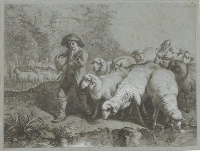 Hirte mit Schaf- und Ziegenherde von Francesco Londonio