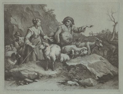 Bauer mit einem Sack und zwei Schäferinnen von Francesco Londonio