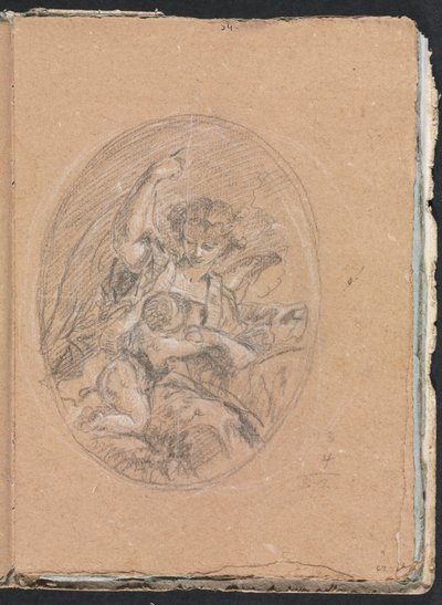 Verona Skizzenbuch: Figur mit Kind im Rundbild von Francesco Lorenzi