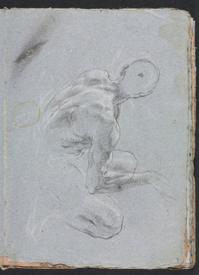 Verona Skizzenbuch: Männlicher Akt von hinten Seite 9, 1760 von Francesco Lorenzi