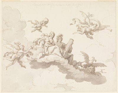 Entwurf für eine bemalte Decke: Triumph der Sanftmut und Stärke von Francesco Manno