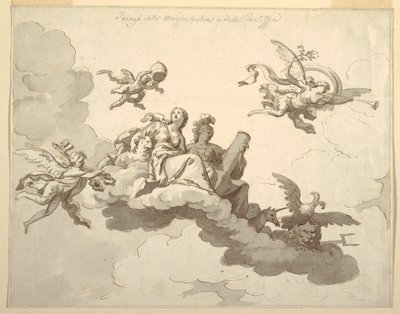 Entwurf für eine bemalte Decke: Triumph der Sanftmut und Stärke, ca. 1780 von Francesco Manno