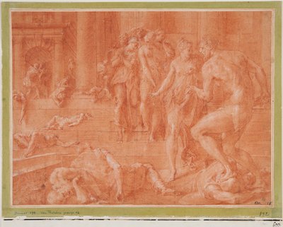 Odysseus befiehlt die Tötung von Penelopes Dienern von Francesco Primaticcio