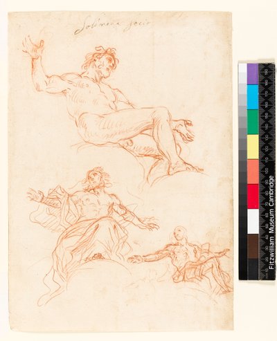 Recto: Studienblatt. Verso: Leichte Tintenkrakeleien, möglicherweise eine Draperiestudie? von Francesco Solimena