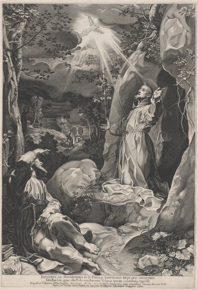 Der heilige Franziskus empfängt die Stigmata von Francesco Villamena, after Federico Barocci