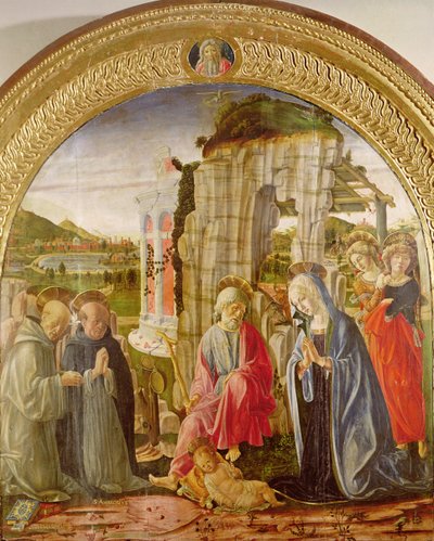 Anbetung des Kindes durch St. Ambrosius und St. Bernhard von Francesco di Giorgio Martini