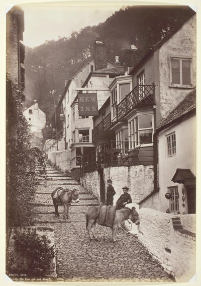 Clovelly, das New Inn und die Straße, 1860-94 von Francis Bedford