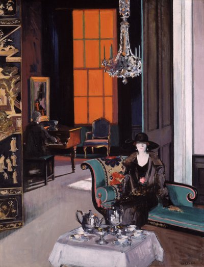 Innenraum: Der orangefarbene Vorhang, ca. 1928 von Francis Campbell Boileau Cadell