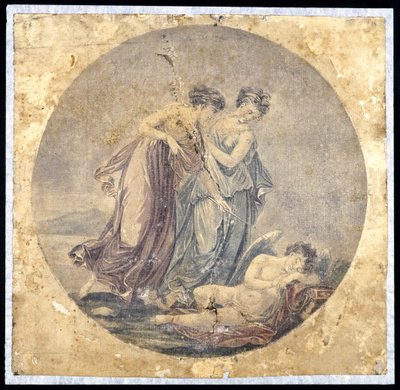 Graces weckt Amor, nach einem Gemälde von Benjamin West, 1778-81 von Francis Eginton