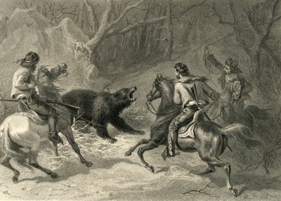 Einheimische Kalifornier fangen einen Bären mit dem Lasso, 1874 von Francis Holl