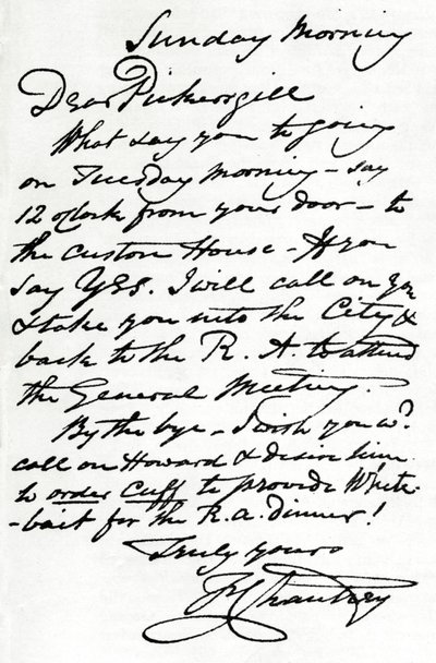 Ein Brief von Francis Leggatt Chantrey, 1839 von Francis Legatt Chantrey