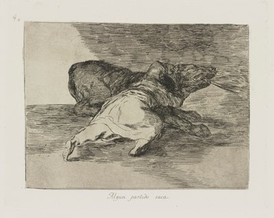 Er bekommt etwas daraus, pl. 40 aus der Serie Die Schrecken des Krieges von Francisco de Goya