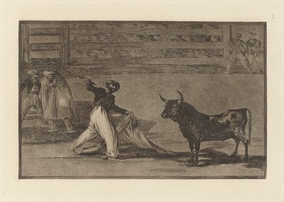 Ursprung der Harpunen oder Banderillas, Platte 7 aus La tauromaquia von Francisco de Goya