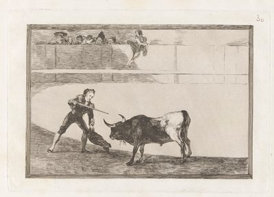 Pedro Romero tötet den angehaltenen Stier, Platte 30 aus La tauromaquia von Francisco de Goya