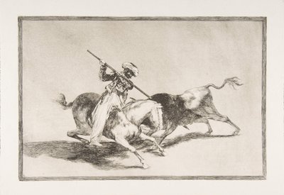 Platte 5 aus Der Tauromaquia: Der temperamentvolle Maure Gazul ist der erste, der Stiere spießt, 1816 von Francisco de Goya