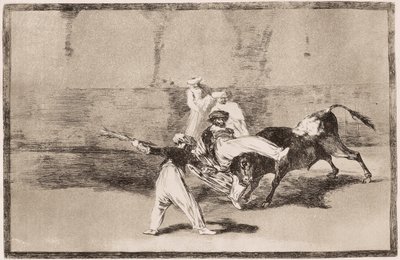 Stierkampf: Ein Maure erhält einen Hornstoß in der Arena von Francisco de Goya