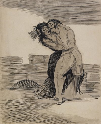Sich umarmender Mann und Frau von Francisco Jose de Goya y Lucientes
