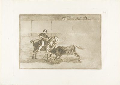 Männlicher Mut der berühmten Pajuelera im Ring von Saragossa, Platte 22 aus Die Kunst des Stierkampfs von Francisco Jose de Goya y Lucientes