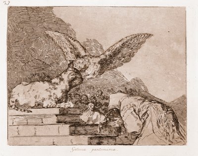 Die Schrecken des Krieges: Katzenpantomime (Radierung nach einer Vorzeichnung) von Francisco de Goya