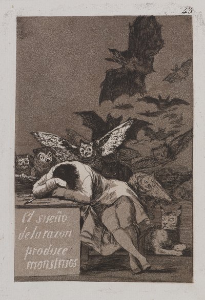 Der Schlaf der Vernunft gebiert Ungeheuer (El sueño de la razón produce monstruos) von Francisco de Goya