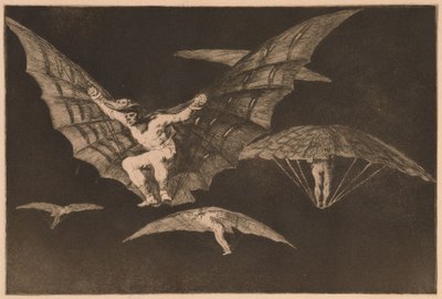 Eine Art zu Fliegen (Modo de Volar) aus der Serie Los Disparates von Francisco de Goya
