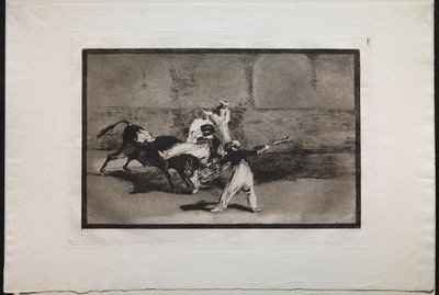 Stierkämpfe: Ein Maure wird im Ring von einem Stier erwischt von Francisco de Goya