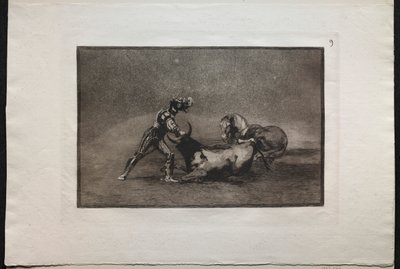 Stierkämpfe: Ein spanischer Ritter tötet den Stier, nachdem er sein Pferd verloren hat von Francisco de Goya