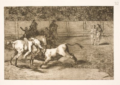 Maria Ceballas, auch genannt die Indianerin, tötet den Stier von ihrem Pferd aus von Francisco de Goya