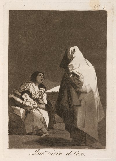Que viene el coco (Hier kommt der Bögemann) von Francisco de Goya