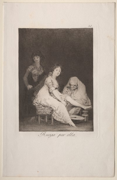 Caprichos: Sie betet für sie von Francisco de Goya
